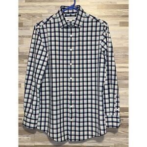 mizzen + main size Small trim fit button down shirt checkered mens plaid #256